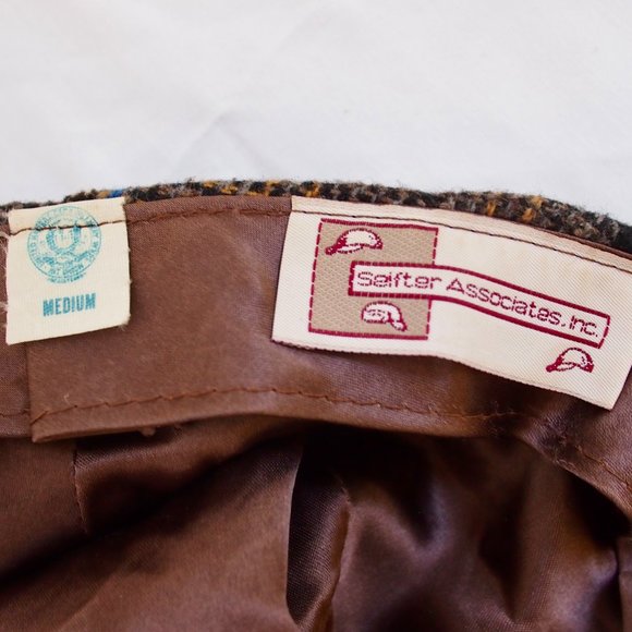 vtg SEIFTER Plaid Cabbie Ivy League Newsboy Hat Cap Snap Brim Union Made M USA - Picture 7 of 8